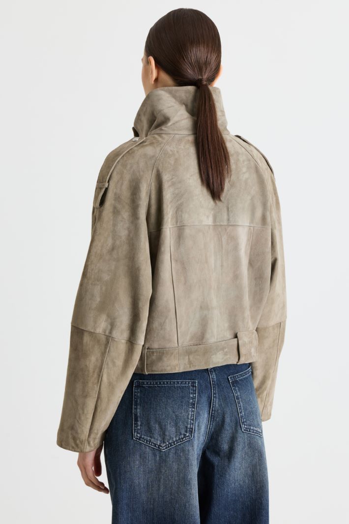 Belted suede jacket - BEIGE - Intrend - 4