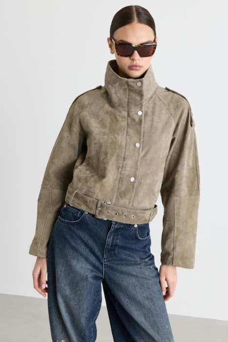 Belted suede jacket - Intrend