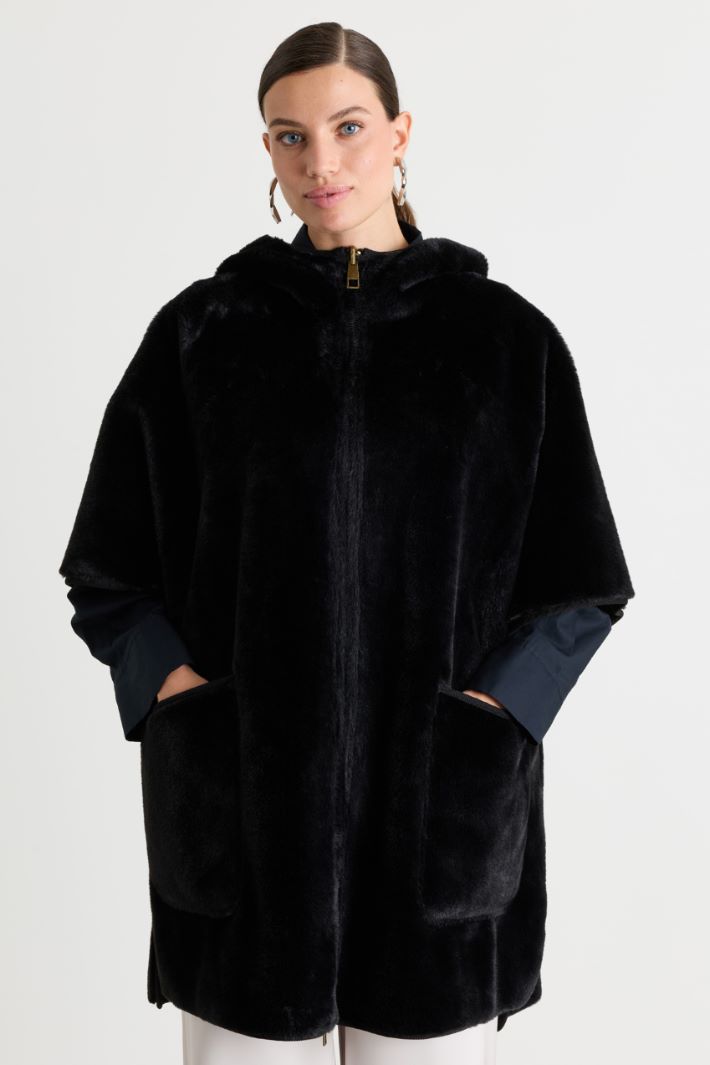 Reversible hooded cape - BLACK - Intrend - 2
