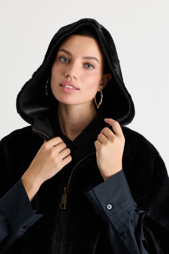 Reversible hooded cape - BLACK - Intrend - 3