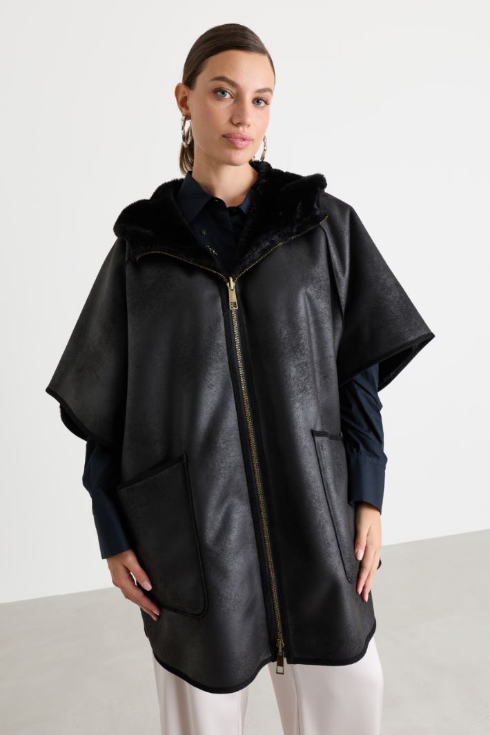 Reversible hooded cape - BLACK - Intrend - 4