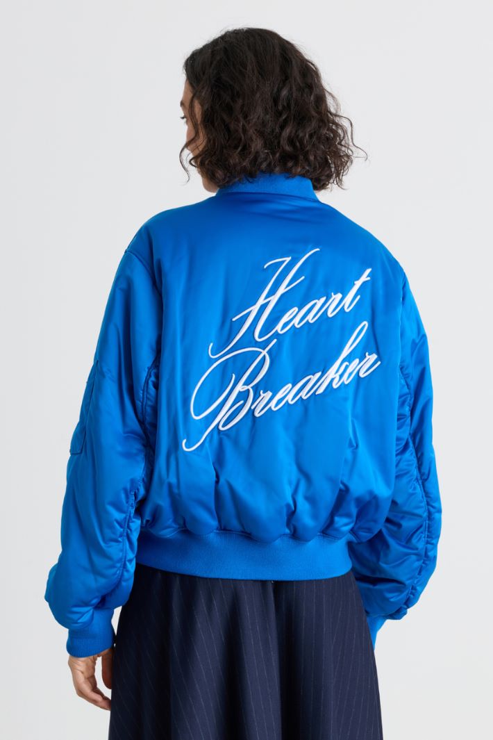 Glossy bomber jacket with lettering - BLUE - Intrend - 4