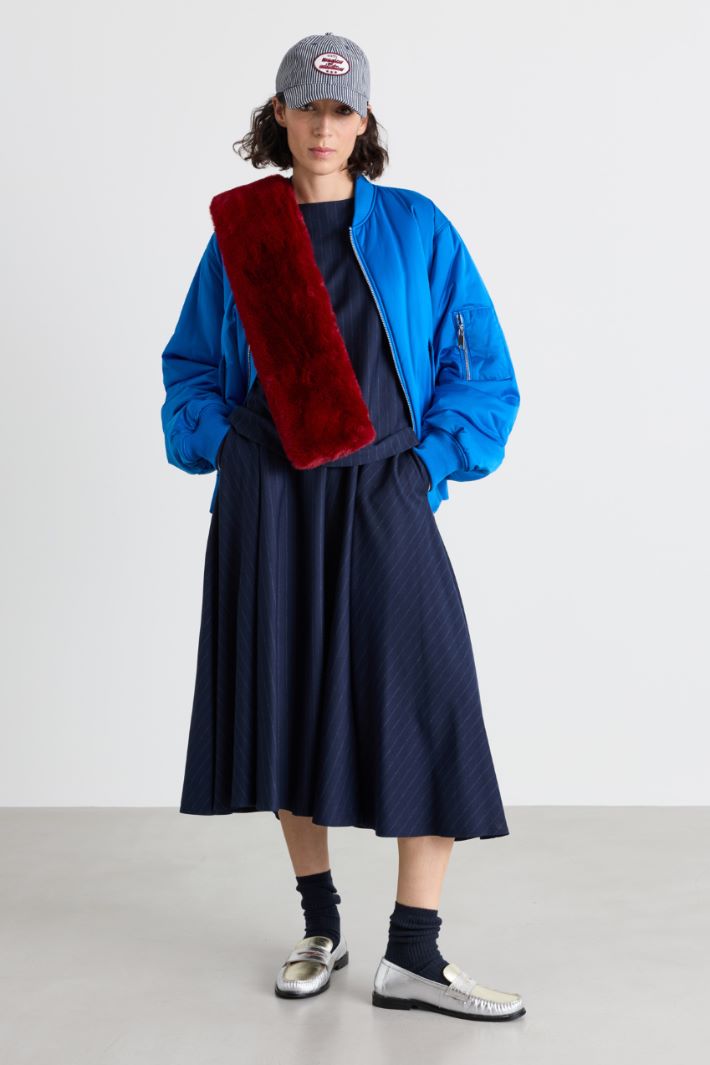 Glossy bomber jacket with lettering - BLUE - Intrend
