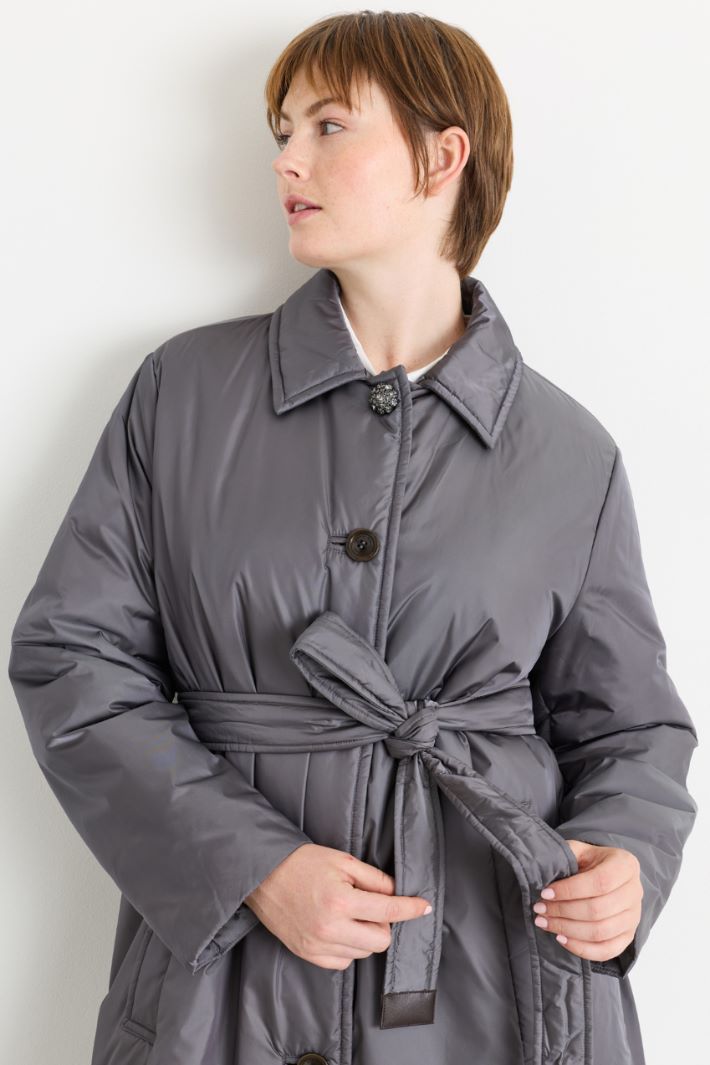 Manteau matelassé en micro-twill - GRIS - Intrend - 3