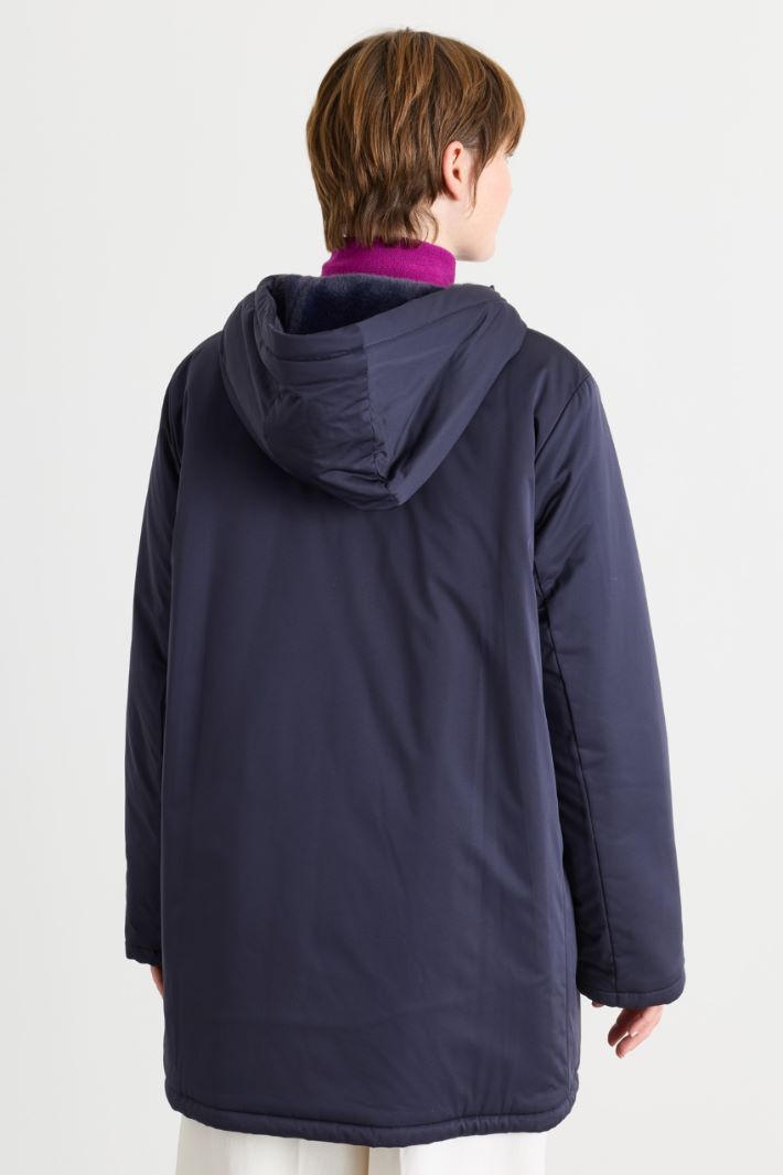 Reversible padded jacket in matt satin - BLUE - Intrend - 4