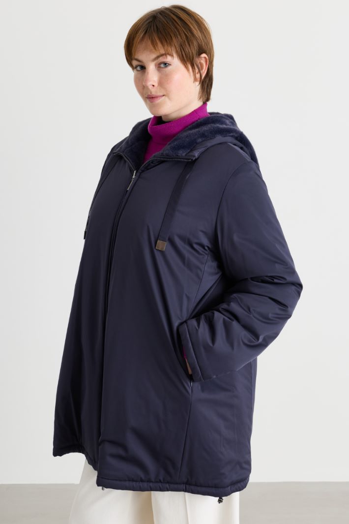 Reversible padded jacket in matt satin - BLUE - Intrend - 2