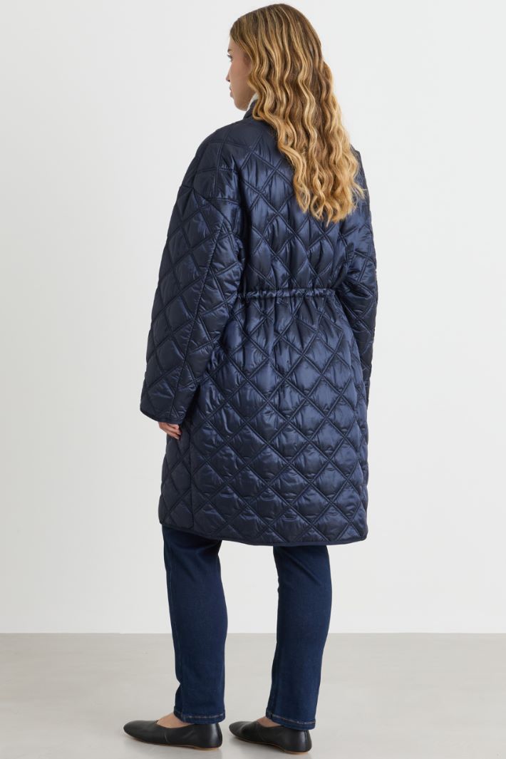 Long padded coat in iridescent canvas - BLUE - Intrend - 4