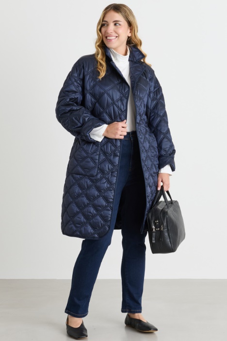 Long padded coat in iridescent canvas - Intrend