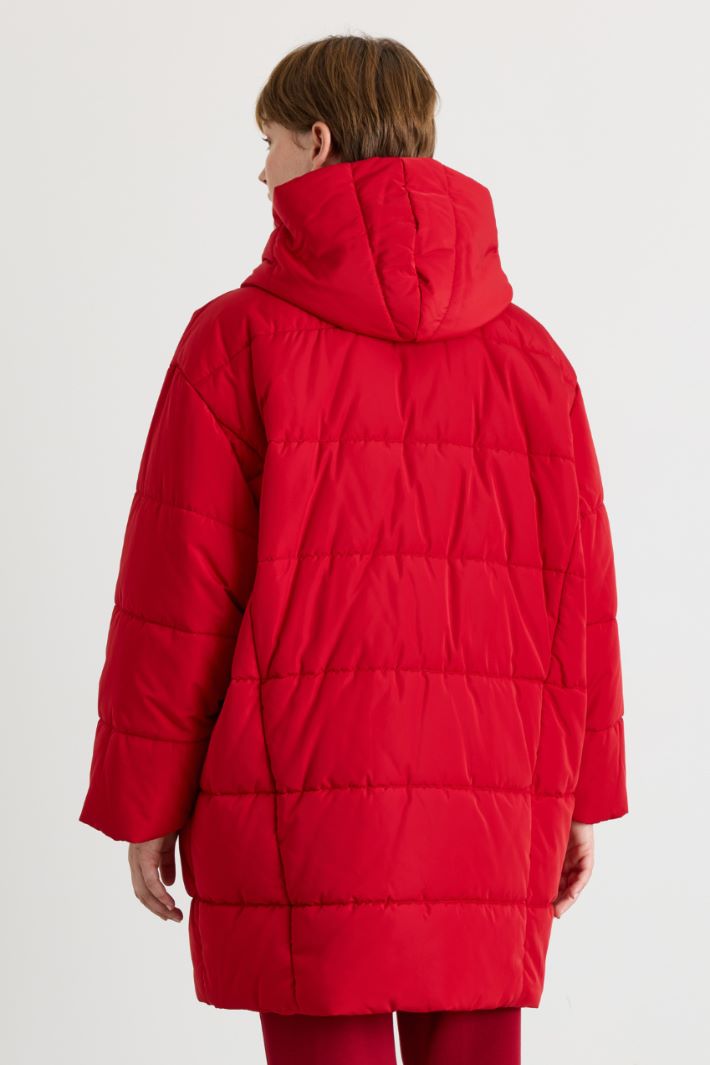 Cocoon padded jacket in water-repellent taffeta - RED - Intrend - 4