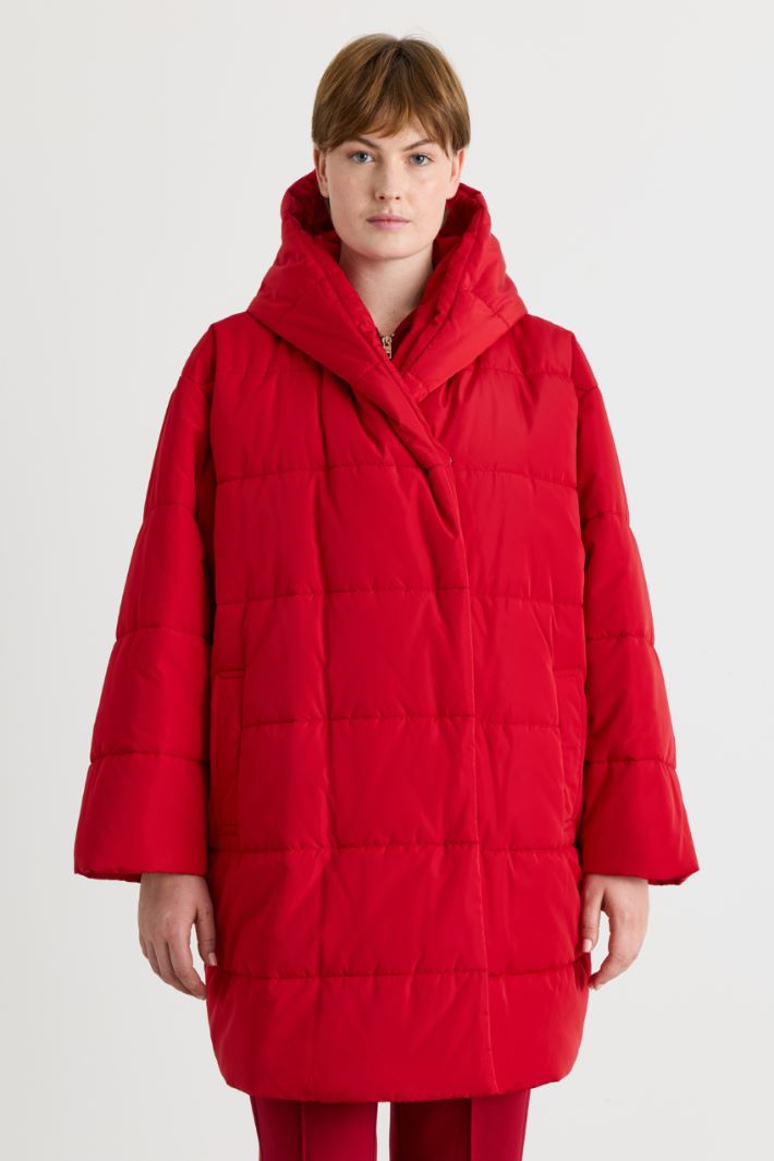 Cocoon padded jacket in water-repellent taffeta - RED - Intrend - 2