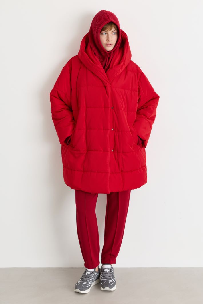 Cocoon-Steppjacke aus wasserabweisendem Taft - ROT - Intrend