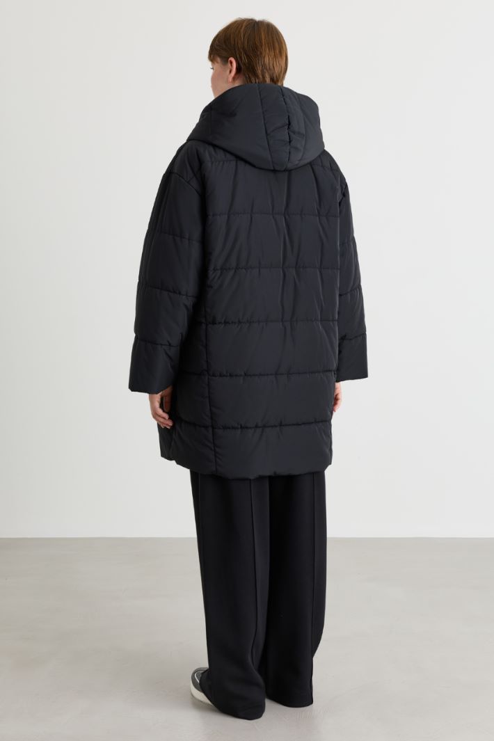 Cocoon padded jacket in water-repellent taffeta - BLACK - Intrend - 4
