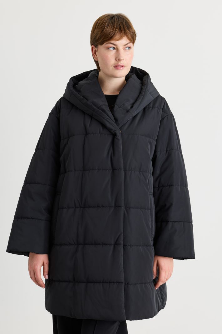 Cocoon padded jacket in water-repellent taffeta - BLACK - Intrend - 2