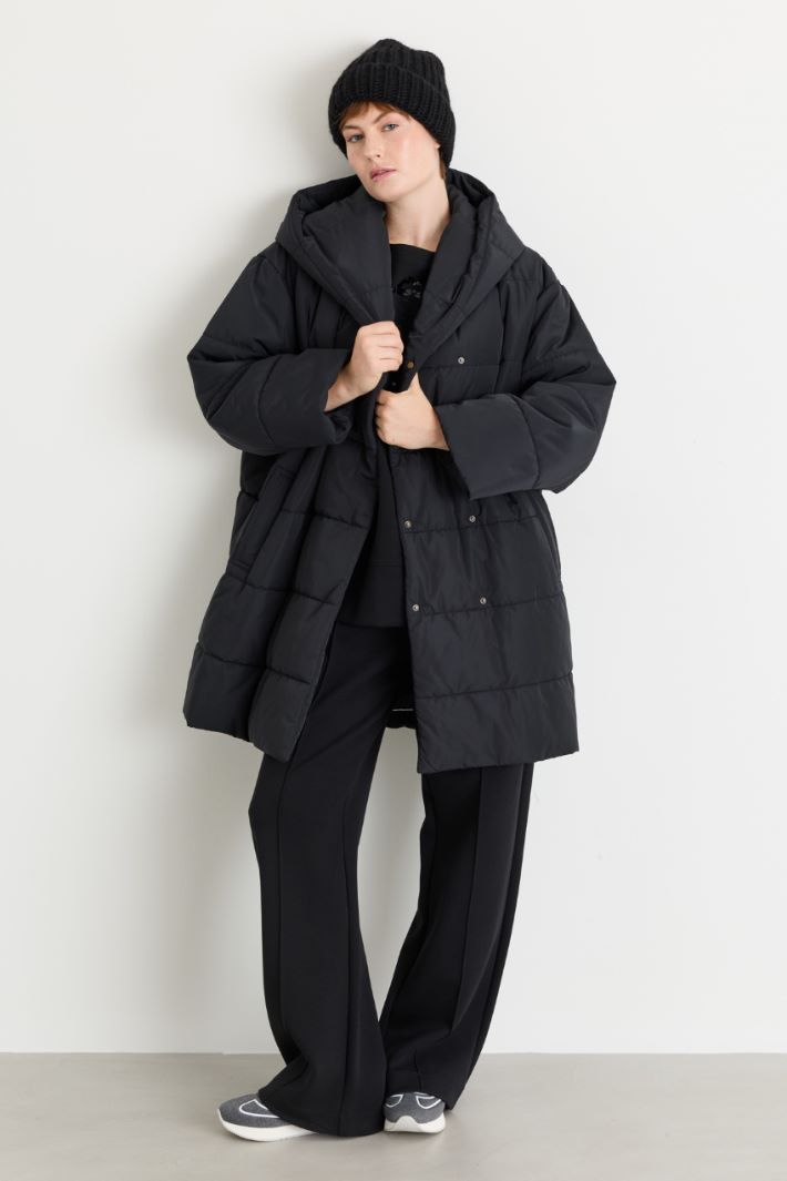 Cocoon padded jacket in water-repellent taffeta - BLACK - Intrend
