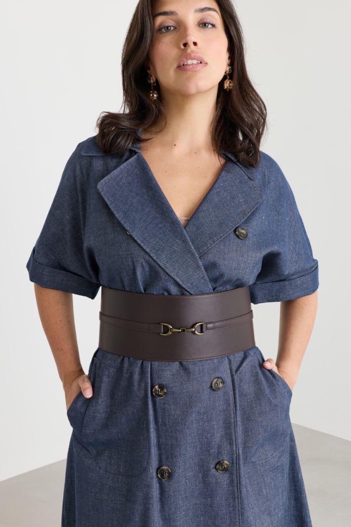 Coated fabric bustier belt - BROWN - Intrend - 3