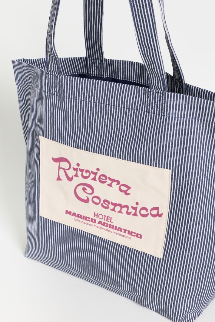 Canvas shopper bag - BLUE WHITE - Intrend - 4