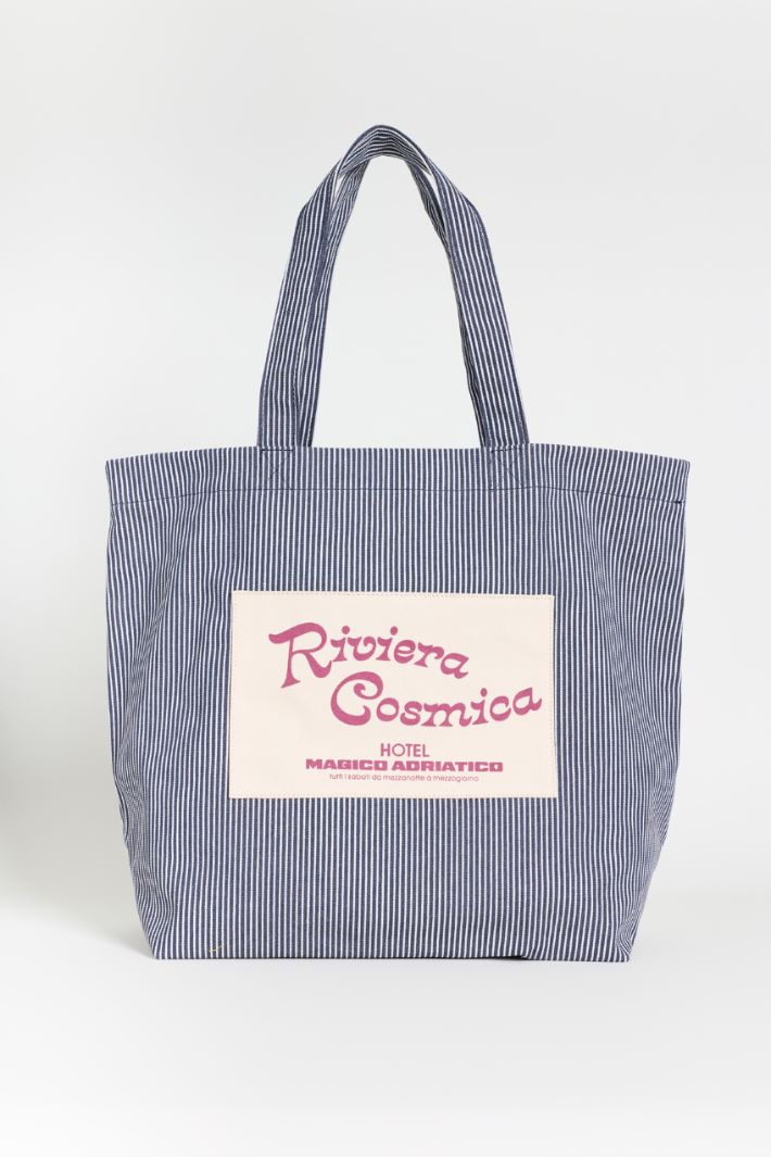Canvas shopper bag - BLUE WHITE - Intrend