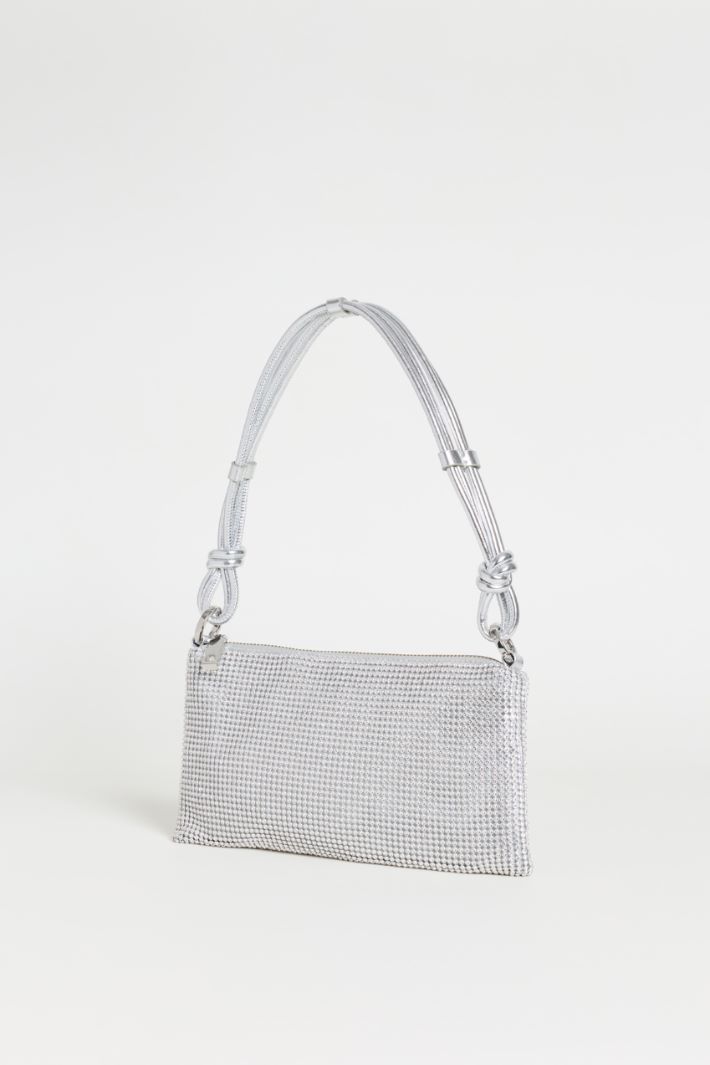 Bolso de malla metálica con pedrería - PLATA - Intrend - 2