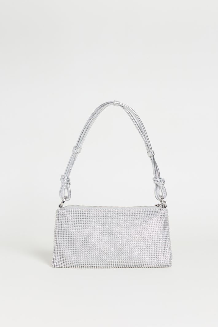 Bolso de malla metálica con pedrería - PLATA - Intrend - 3