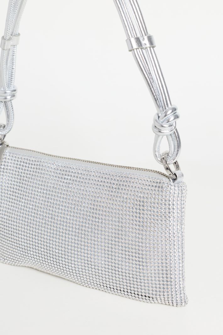 Bolso de malla metálica con pedrería - PLATA - Intrend - 4