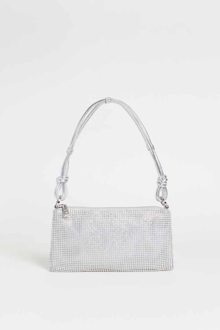Bolso de malla metálica con pedrería - PLATA - Intrend