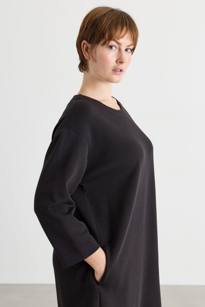 Egg-shaped dress in jersey - BLACK - Intrend - 3