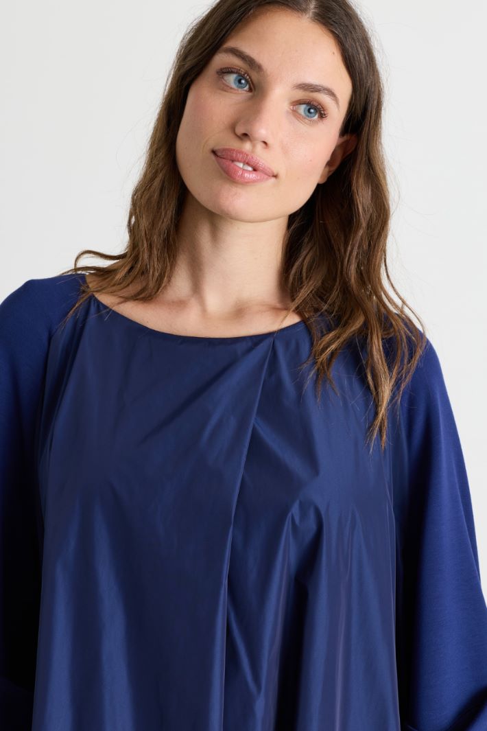 Jersey and taffeta dress - BLUE - Intrend - 3