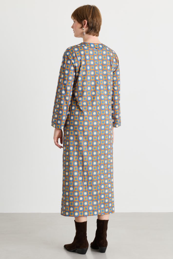 Printed jersey dress - LIGHT BLUE ORANGE - Intrend - 4