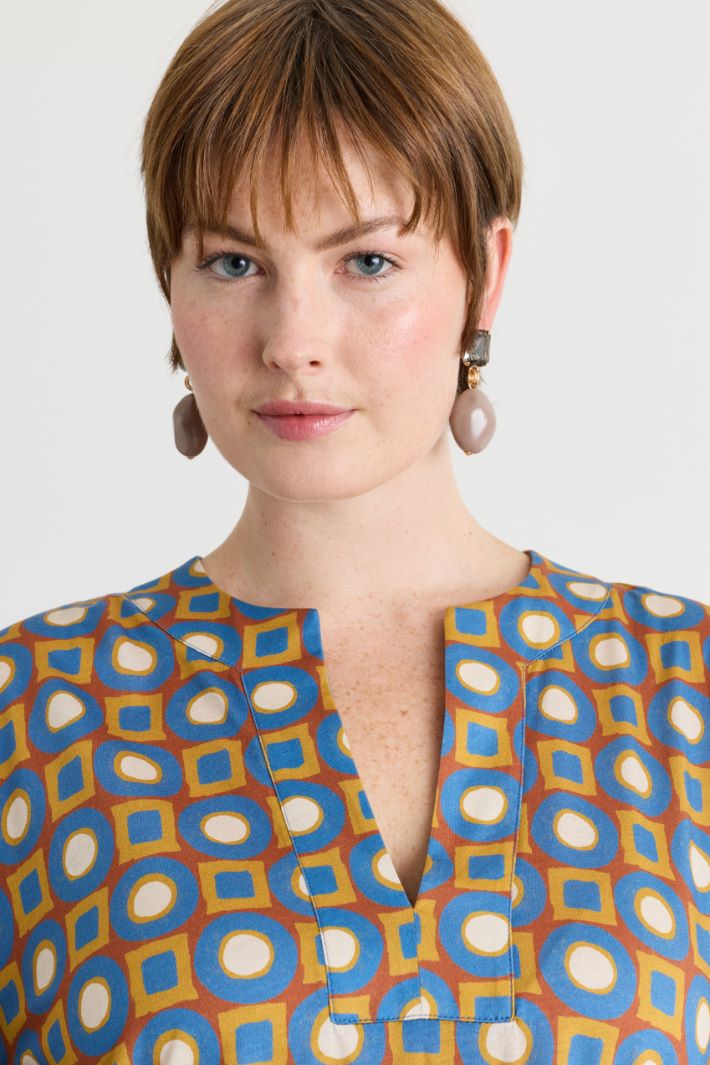 Printed jersey dress - LIGHT BLUE ORANGE - Intrend - 3
