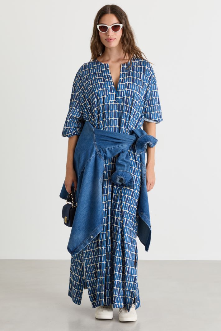 Printed jersey dress - LIGHT BLUE - Intrend