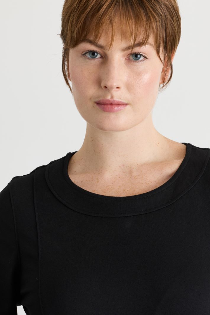 Jerseykleid mit Puffärmeln - SCHWARZ - Intrend - 3