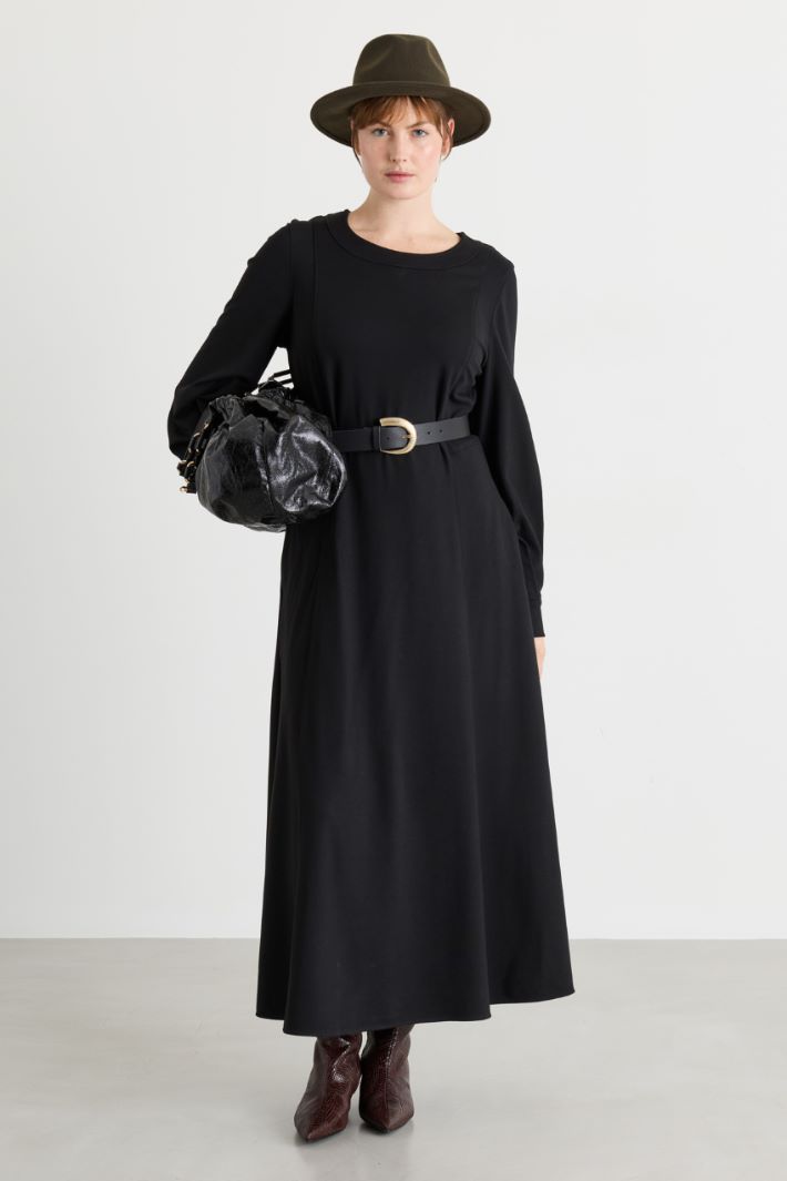 Jerseykleid mit Puffärmeln - SCHWARZ - Intrend