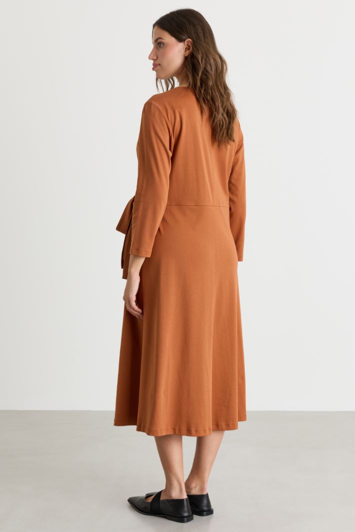 Wrap-effect jersey dress - ORANGE - Intrend - 4