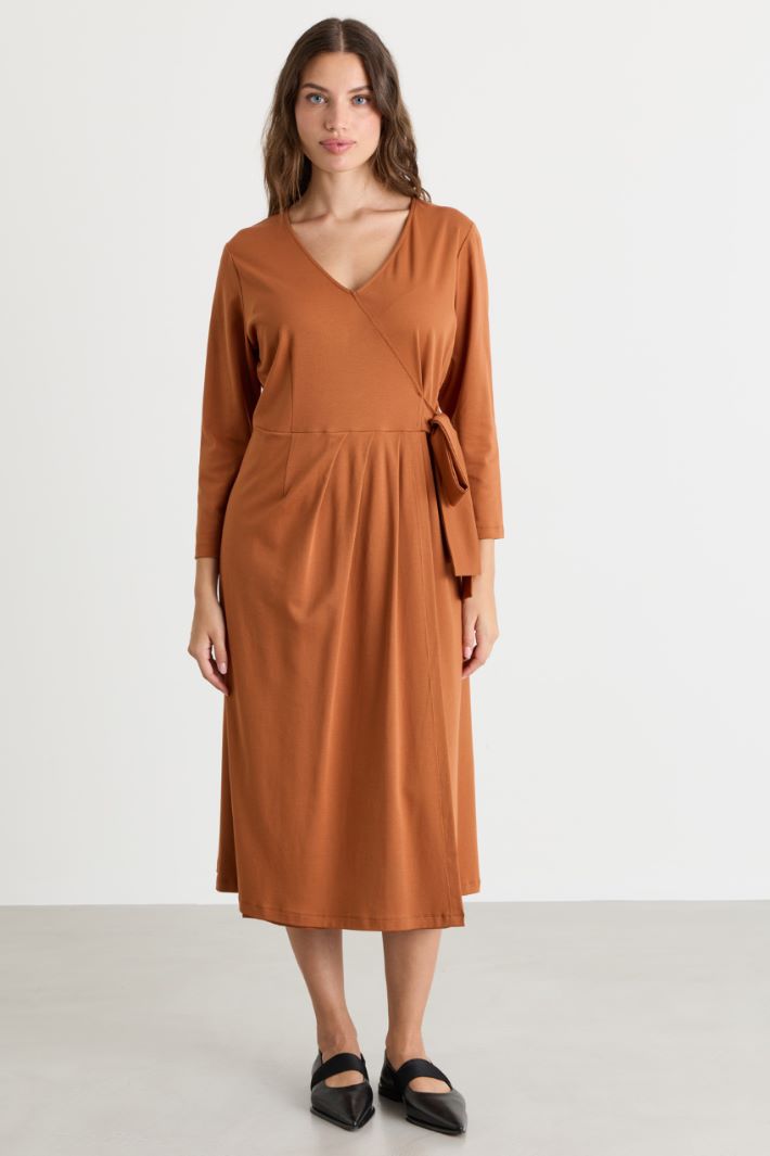 Wrap-effect jersey dress - ORANGE - Intrend - 2