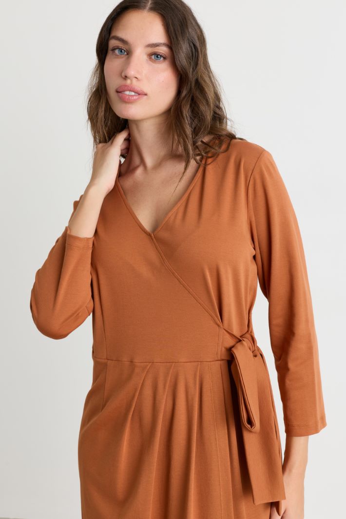 Wrap-effect jersey dress - ORANGE - Intrend - 3