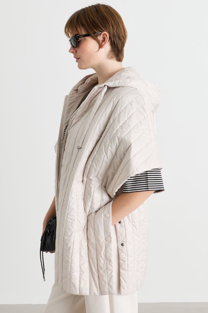 Padded cape in water-repellent technical fabric - WHITE - Intrend - 2