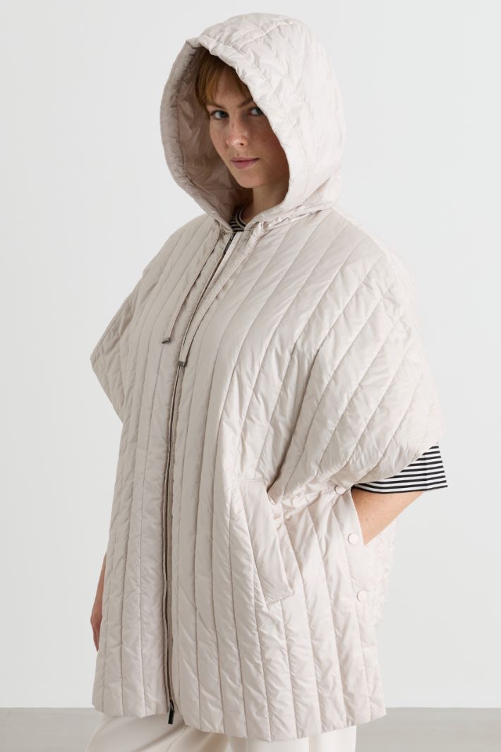 Padded cape in water-repellent technical fabric - WHITE - Intrend - 3