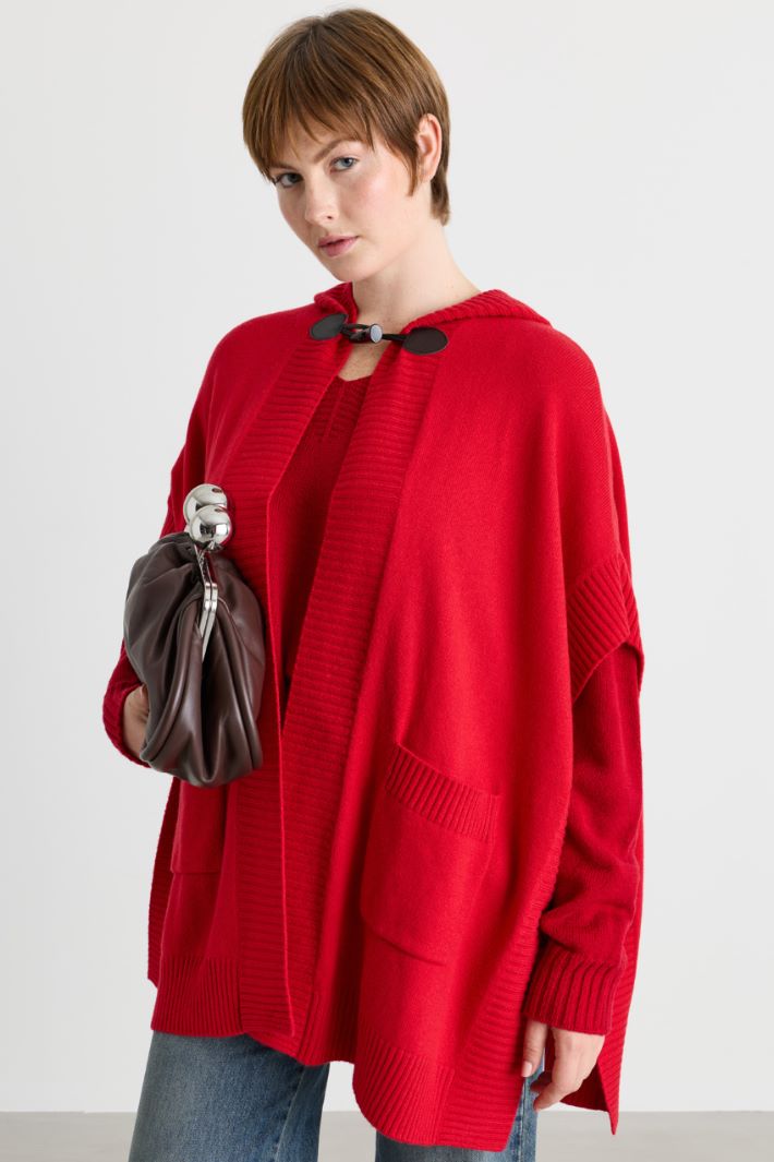 Hooded poncho - RED - Intrend - 2