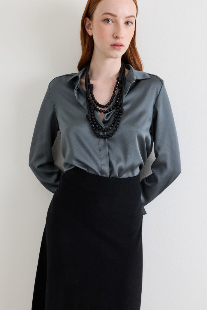Multi-strand resin necklace - BLACK - Intrend - 3