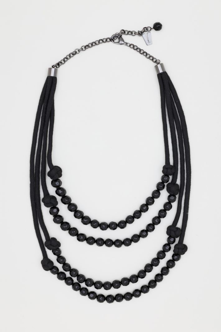 Multi-strand resin necklace - BLACK - Intrend