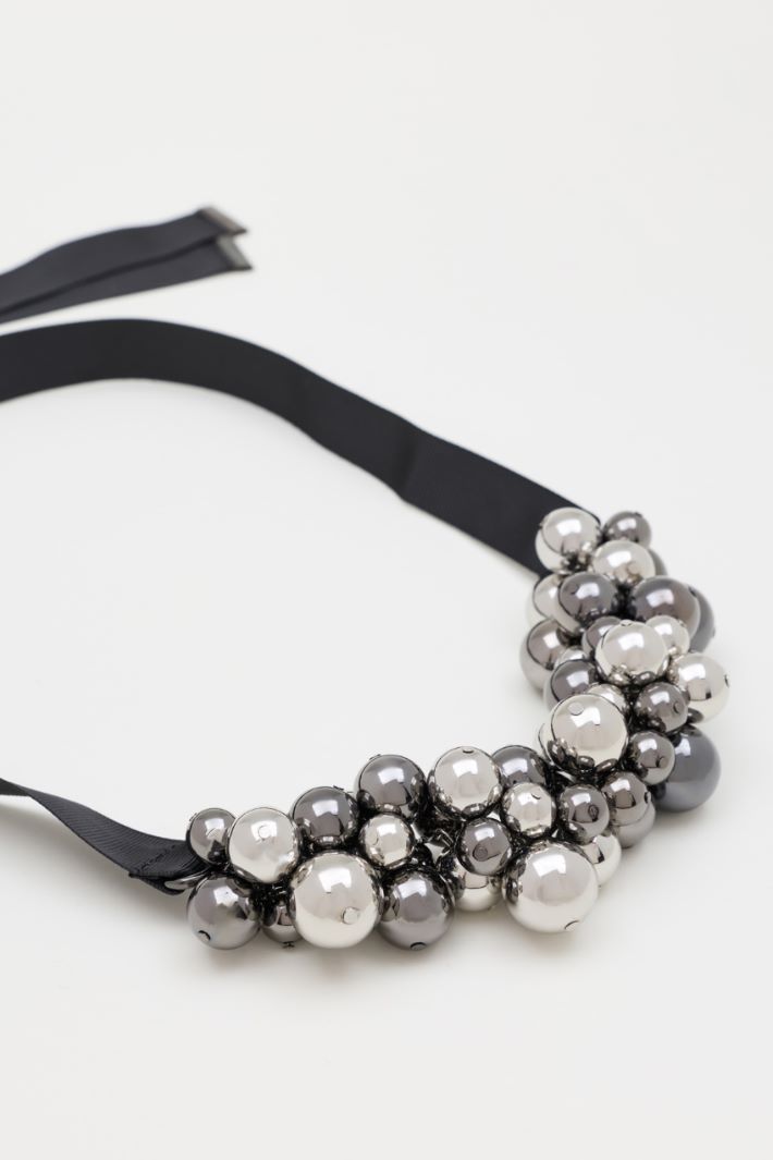 Beaded necklace - BLACK SILVER - Intrend - 2