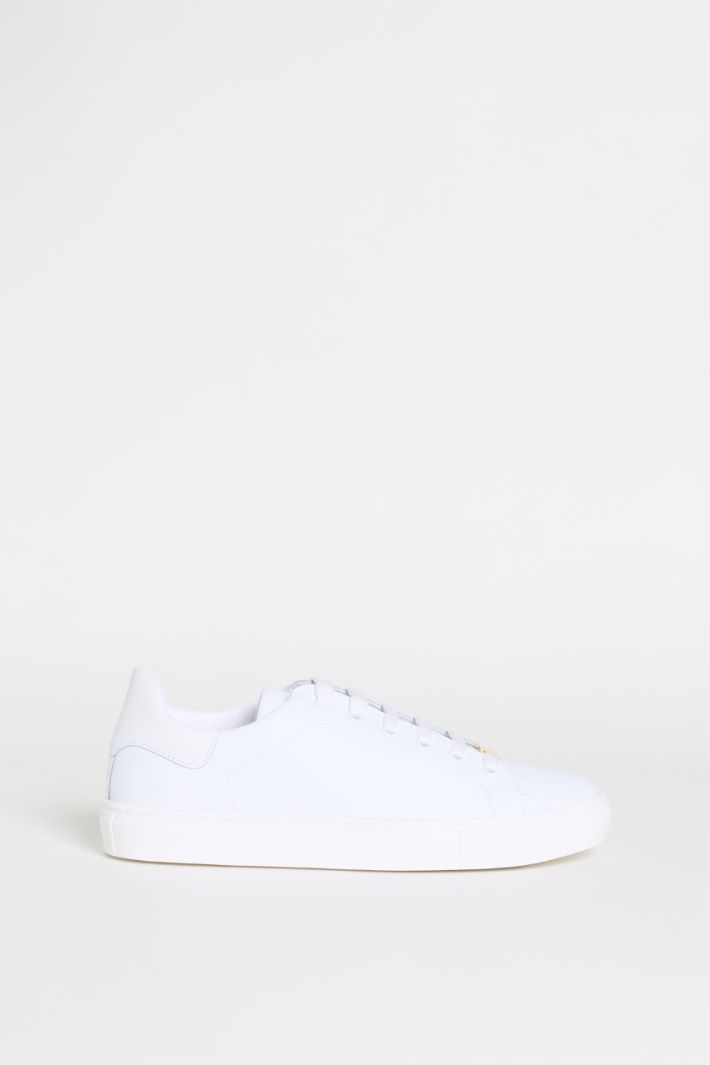Leather Trainers - WHITE - Intrend
