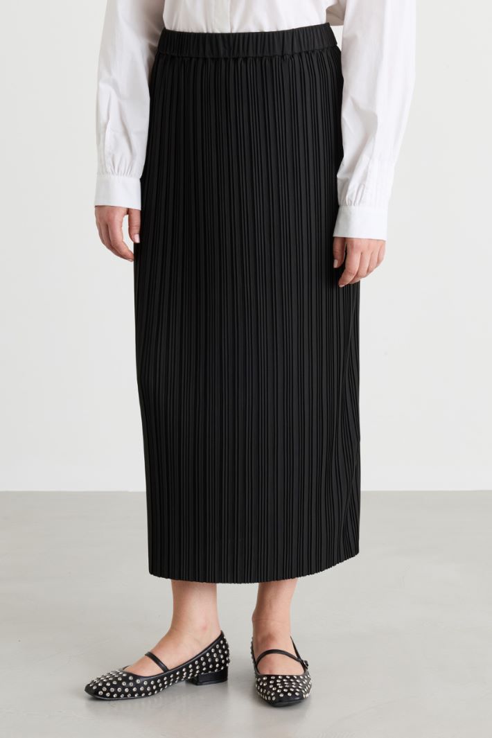 Pleated jersey skirt - BLACK - Intrend - 2