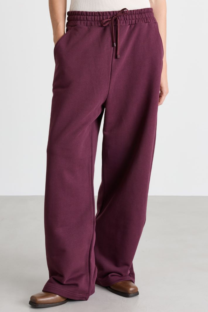 Stretch-cotton joggers - BORDEAUX - Intrend - 2