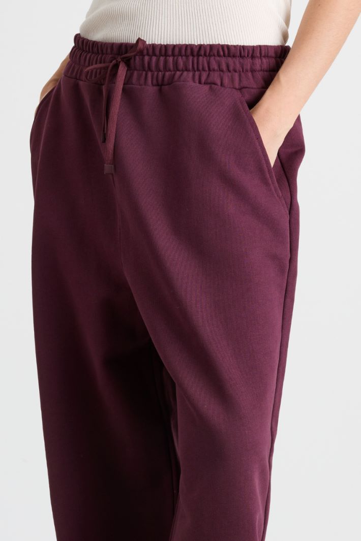 Stretch-cotton joggers - BORDEAUX - Intrend - 3