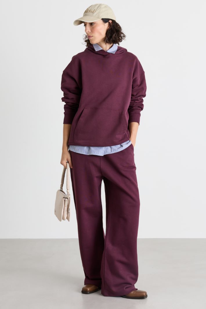 Stretch-cotton joggers - BORDEAUX - Intrend