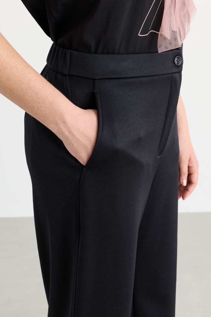 Shiny double jersey trousers - BLACK - Intrend - 3