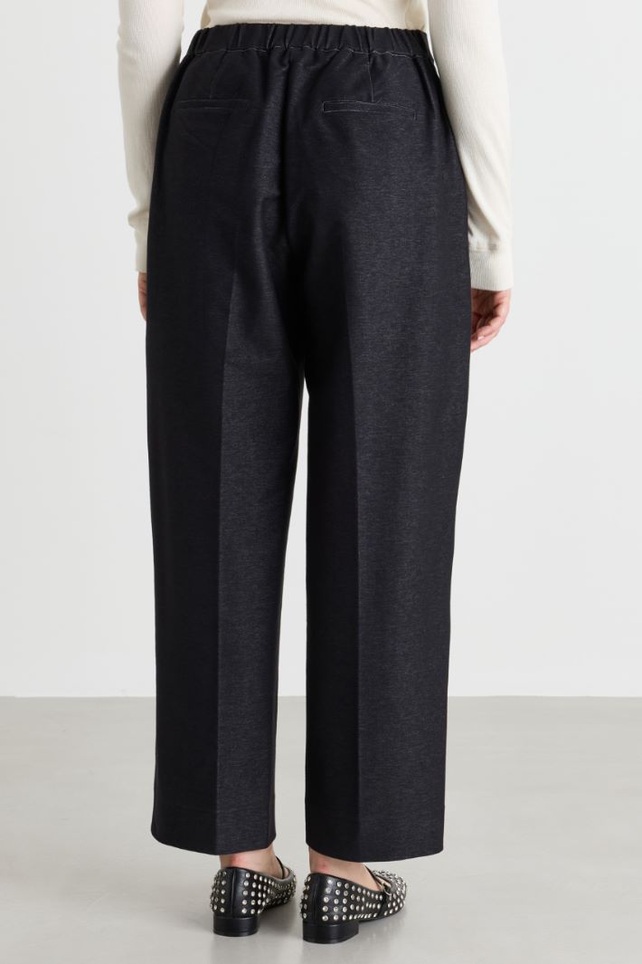 Denim-effect jersey trousers - BLACK - Intrend - 4