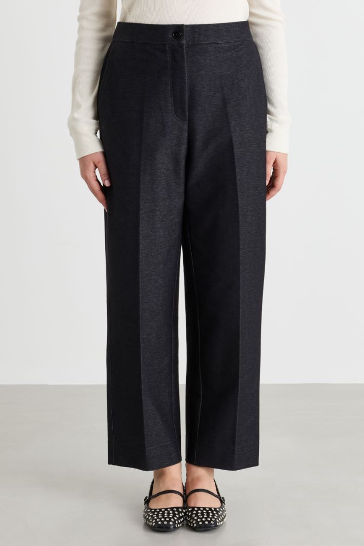 Denim-effect jersey trousers - BLACK - Intrend - 2