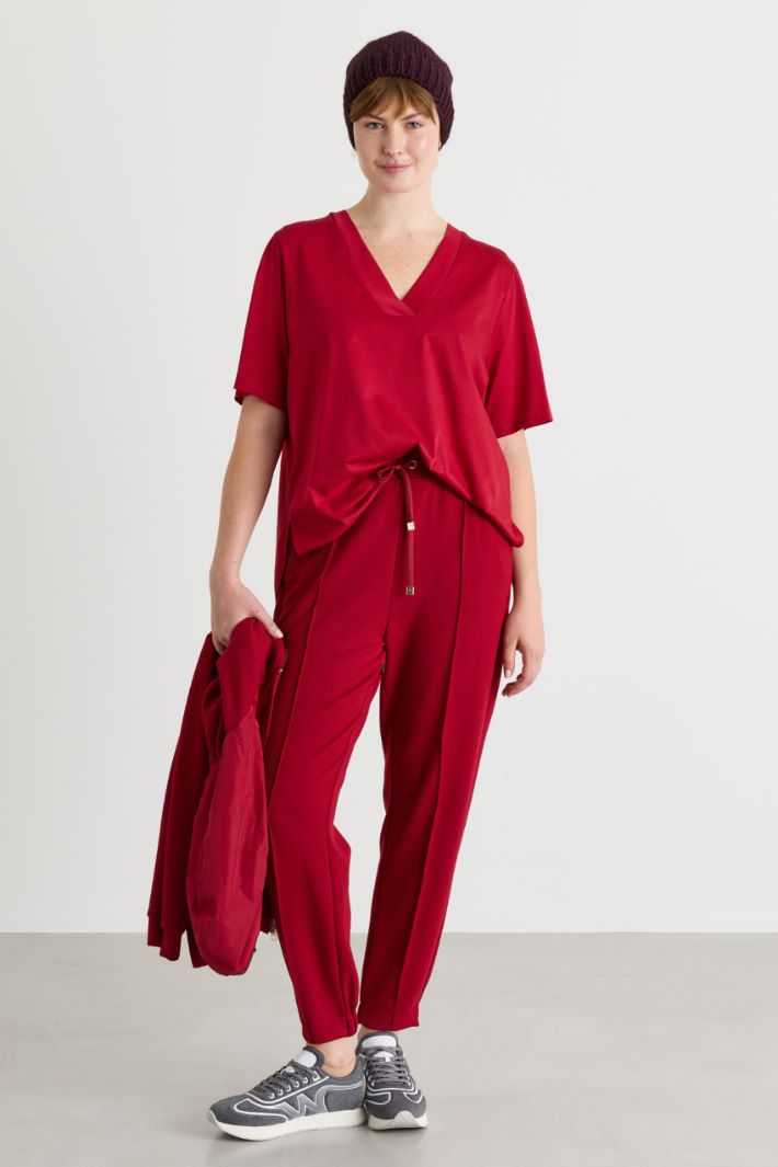 Jersey joggers - RED - Intrend